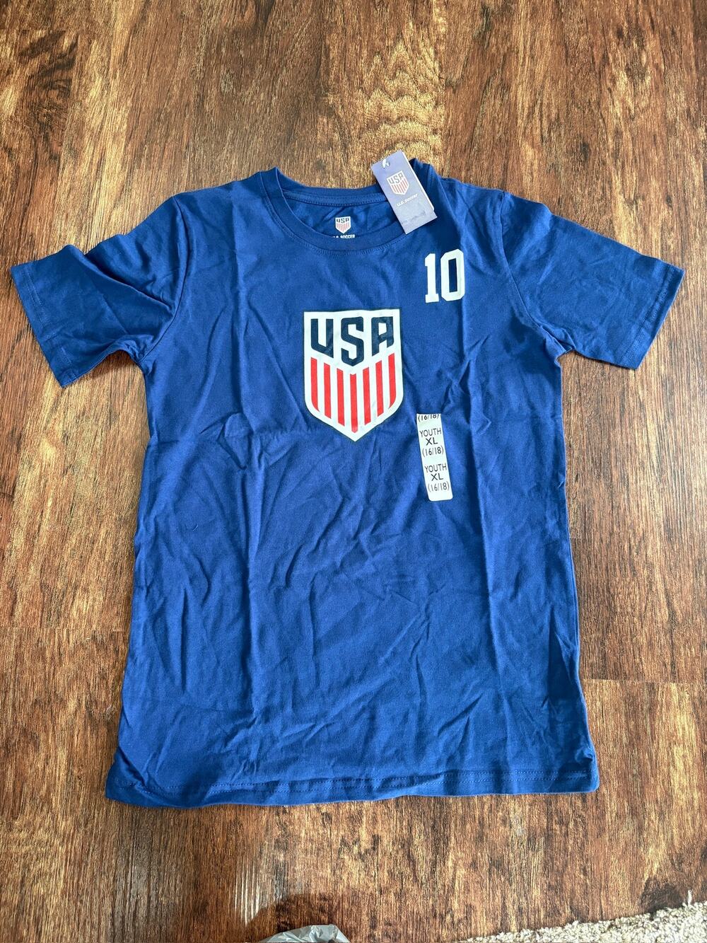 Official U.S. Soccer Fed Youth Cotton Soccer Pulisic T-Shirt Size XL 16/18